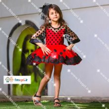 پیراهن کوتاه دخترانه مدل کفشدوزکی