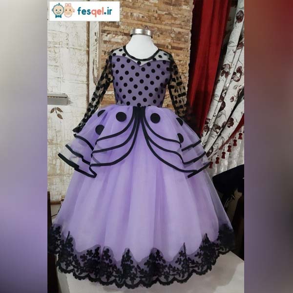 پیراهن پرنسسی دخترانه بنفش