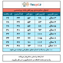سایزبندی پیراهن دخترانه